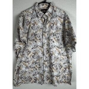 Tori Richard Hawaiian Shirt 1XB Men's Brown Tan Palm Tropical Aloha 0710 6923